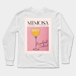 Mimosa Retro Poster Breakfast Cocktail Bar Prints, Vintage Drinks, Recipe, Wall Art Long Sleeve T-Shirt